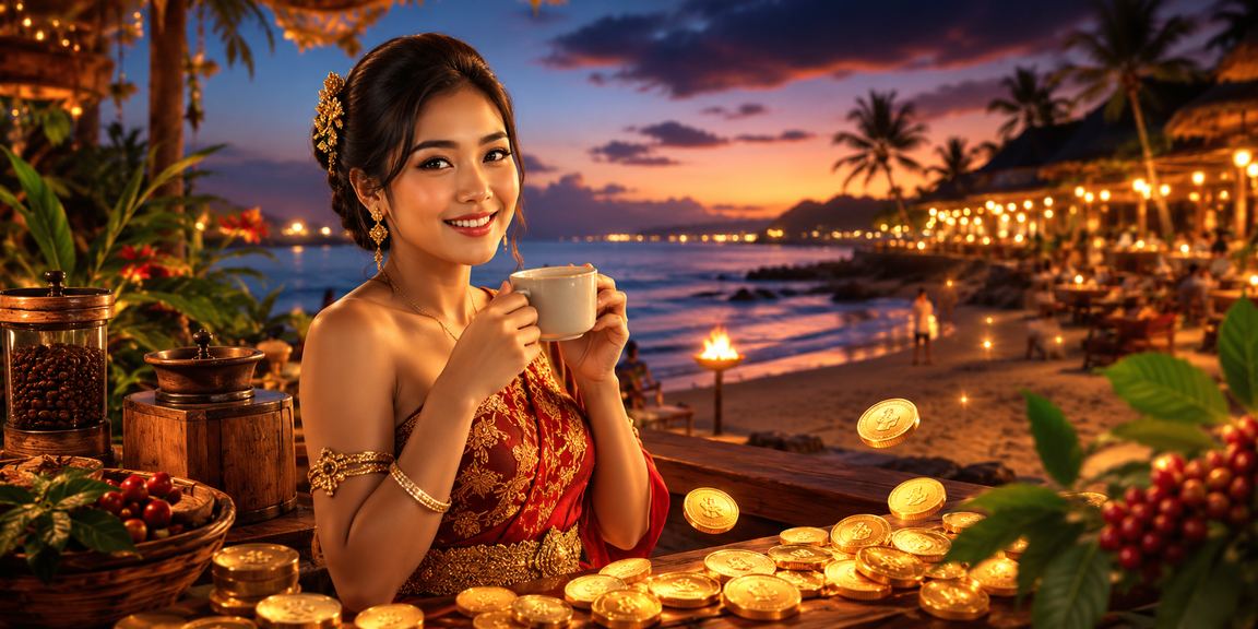 Pengguna mengakses aplikasi kasino live dari kedai kopi dengan suasana santai
