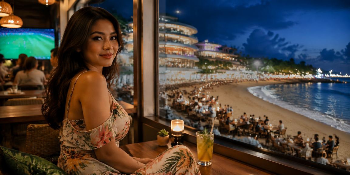 Pengguna mengikuti live bet esports sambil bersantai di kafe modern