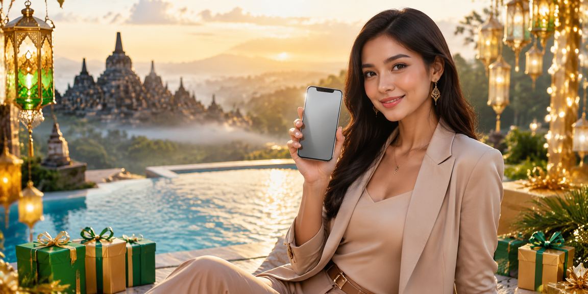 Pengguna muda mendapatkan informasi bonus deposit dari layar smartphone mereka