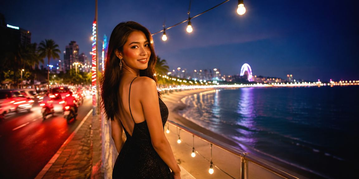 Pengguna VIP menikmati suasana pantai sambil mengecek bonus akun dari smartphone