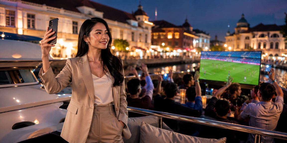 Pengguna menikmati permainan kasino mobile sambil minum kopi di sore hari