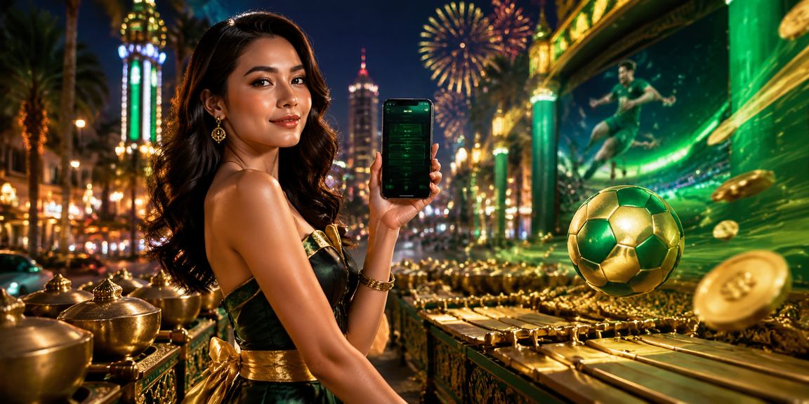 Tampilan kasino mobile dengan cahaya neon yang intens dan antarmuka modern